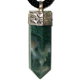 Moss Agate Pencil Pendants 'Evergreen'