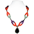 Amethyst, Carnelian and Green Aventurine Necklace 'Princess'